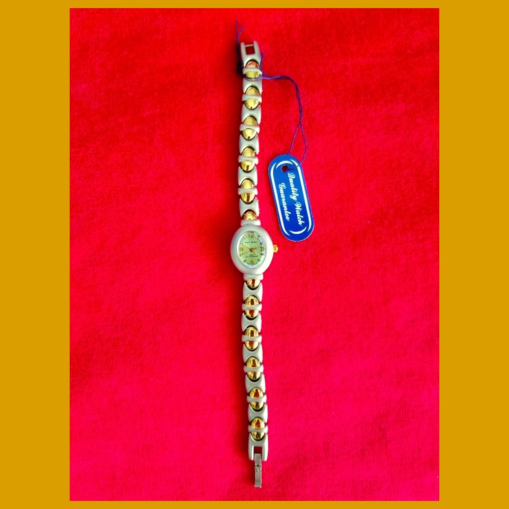 Vintage 90s Paul Jardin Ladies Silver & Gold Link Wristwatch NWT
